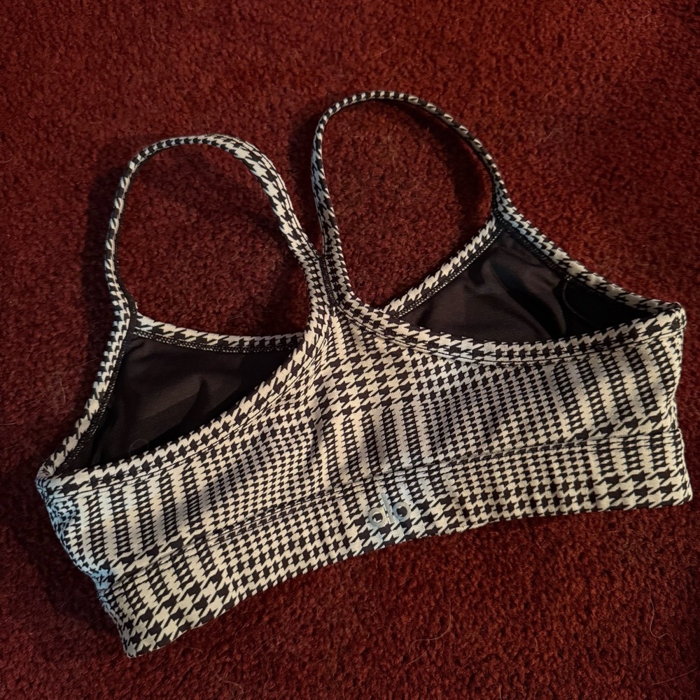 Alo Yoga Jacquard glenplaid gratitude bra black and white small - Picture 3 of 3